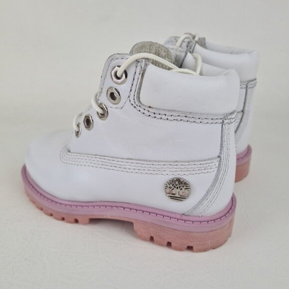 Timberland 6In Classic TODDLER Casual Boots Outdoors White Leather - Picture 6 of 9